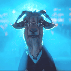 Goat In Suit And Glasses On Blue Background GIF