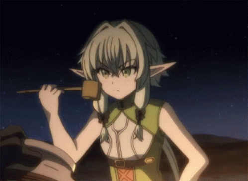 Goblin Slayer High Elf Archer Sipping GIF