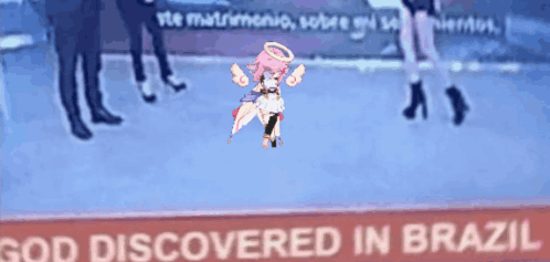 God Discovered In Brazil Sign With Cartoon Character GIF
