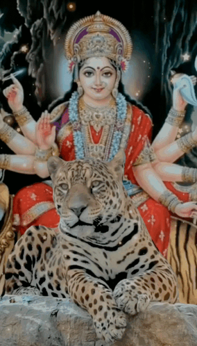 Goddess Sitting on Leopard
