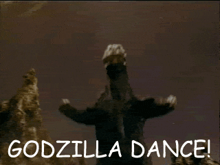 Godzilla Jumping Dance Zoomed In GIF