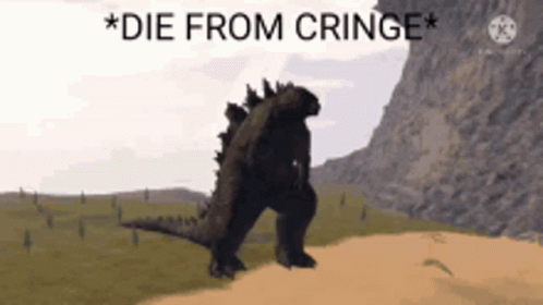 Godzilla Meme Die From Cringe GIF