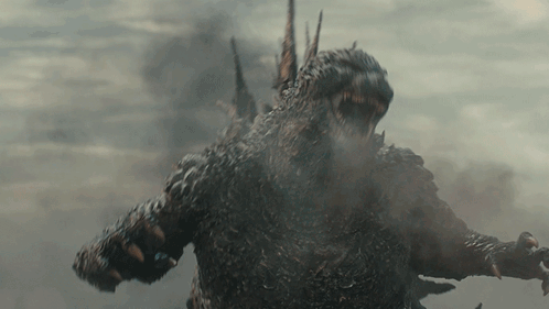 Godzilla Minus One Getting Attacked GIF