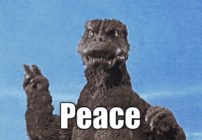 Godzilla Peace Sign GIF