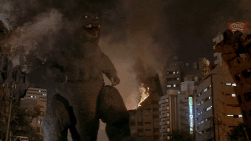 Godzilla Stomping The City GIF