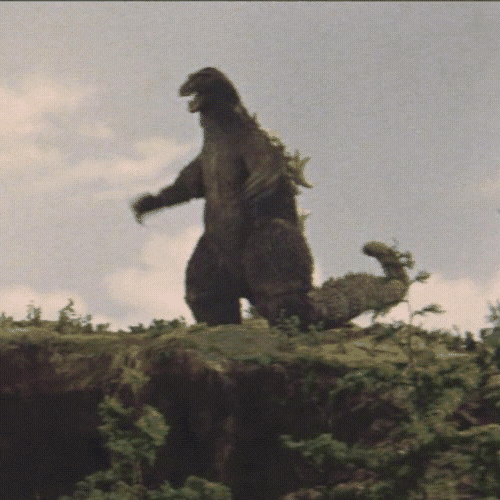 Godzilla Tantrum Dance On Cliff GIF