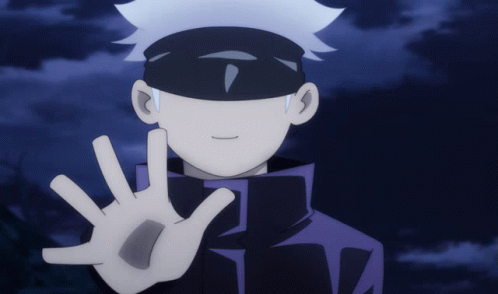 Gojo Wearing Signature Blind Fold Mask GIF
