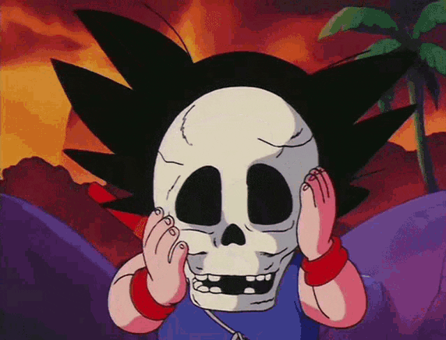 Gok San Goku Holding A Skull GIF