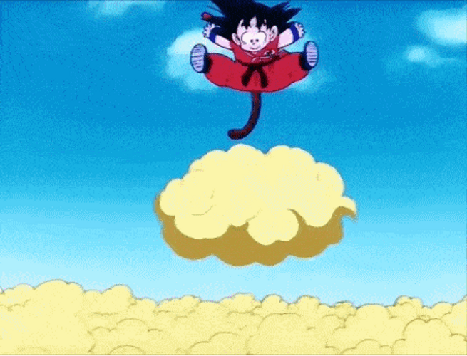 Goku Jumping In Flying Nimbus GIF