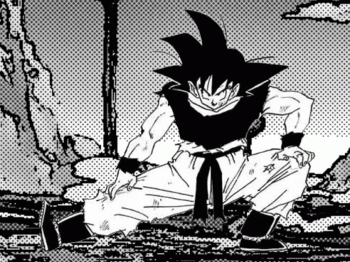 Goku Manga Stretching GIF