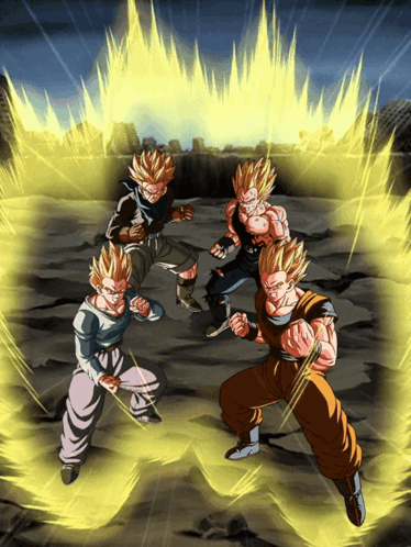 Goku Ssj3 Gohan Trunks Vegeta Transform GIF