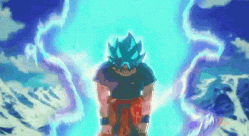 Goku Super Saiyan Blue Flaming Stand GIF
