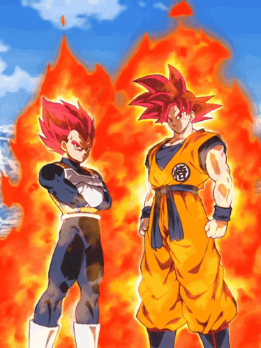 Goku Super Saiyan Blue Red Flame GIF