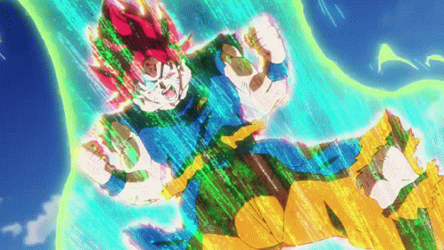Goku Transformation Red Hair And Eyes GIF