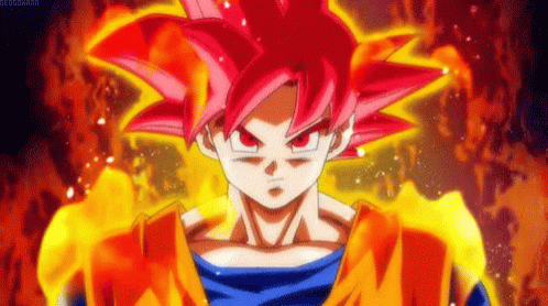 Goku Transformation Super Saiyan God GIF