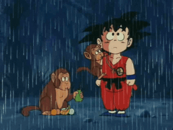 Goku Two Monkeys In The Rain GIF