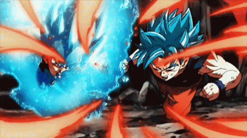 Super Saiyan Blue Vegetta And Goku Vs Jiren GIF
