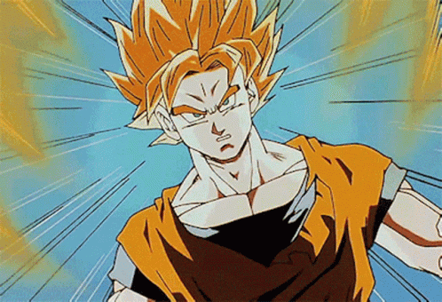 Goku Vs Vegeta Beating In Sky GIF