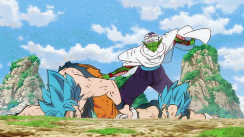 Goku Vs Vegeta Fainted With Piccolo GIF