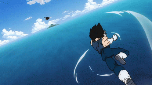 Goku Vs Vegeta Fighting In Sky GIF