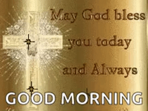 Gold Background Cross May God Bless You Today and Always