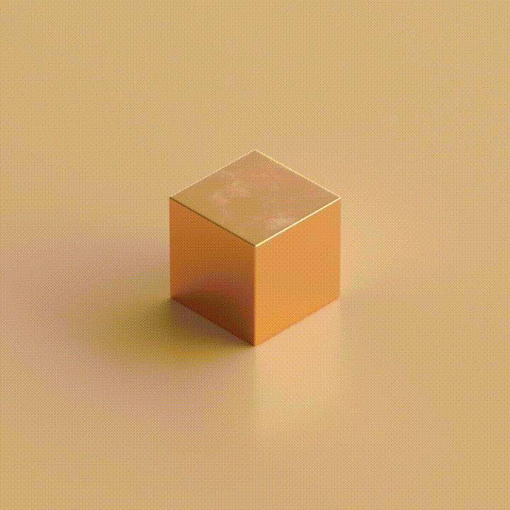 Gold Cubes Falling On Big Cube GIF