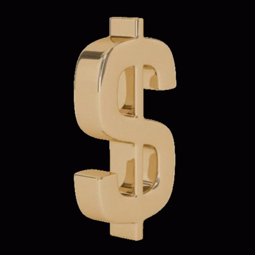 Gold Dollar Sign On A Black Background GIF