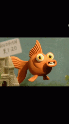 Gold Fish Swimming Wink Splash And Bubbles GIF