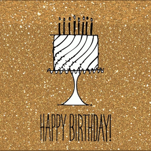 Gold Glitter Happy Birthday Cake GIF