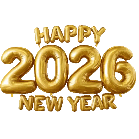 Gold Happy New Year 2026 Balloons