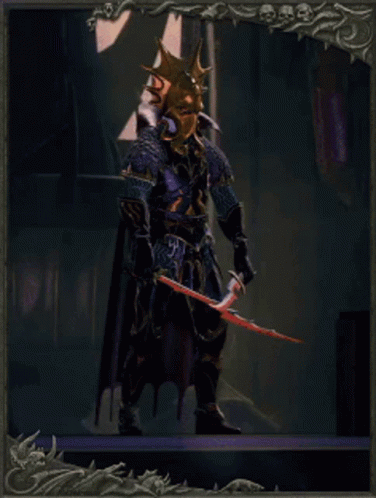 Gold Mask Red Eyes Purple Background