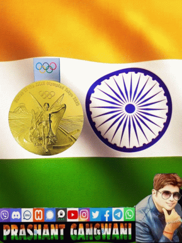Gold Medal From 2002 Olympics Next To India Flag GIF