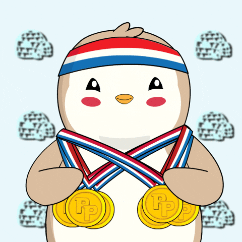 Gold Medal Hoarder Penguin GIF