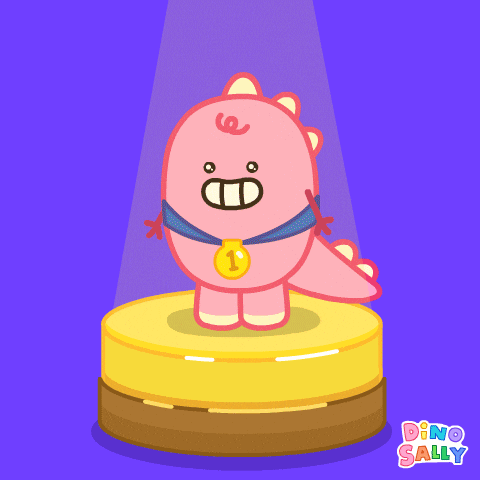 Gold Medal Pink Dinosaur GIF