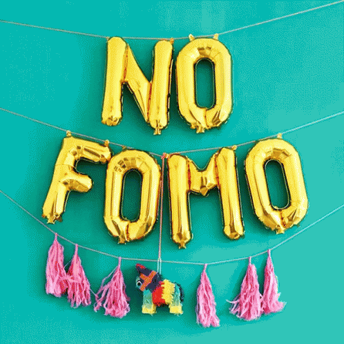 Gold No Fomo Balloons with Pink Tassels