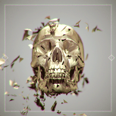Gold Skull Shattering To Pieces GIF