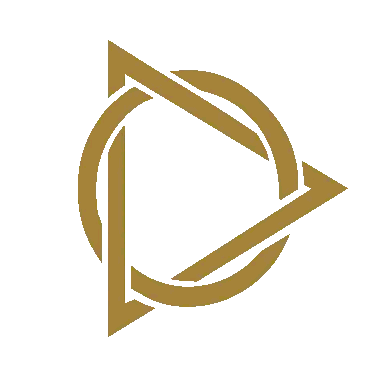 Gold Triangle In Circle With White Border