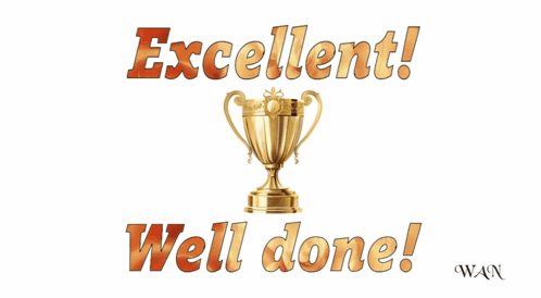 Gold Trophy Excellent Well Done