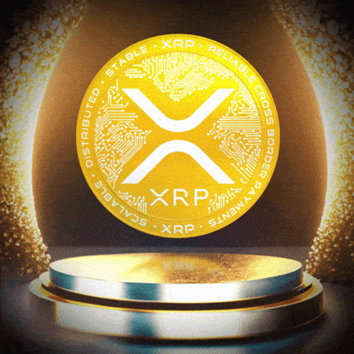 Gold XRP Coin on Podium