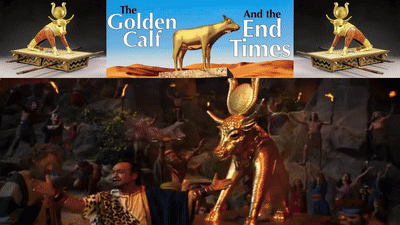 Golden Calf and End Times Poster Man Holding Leopard