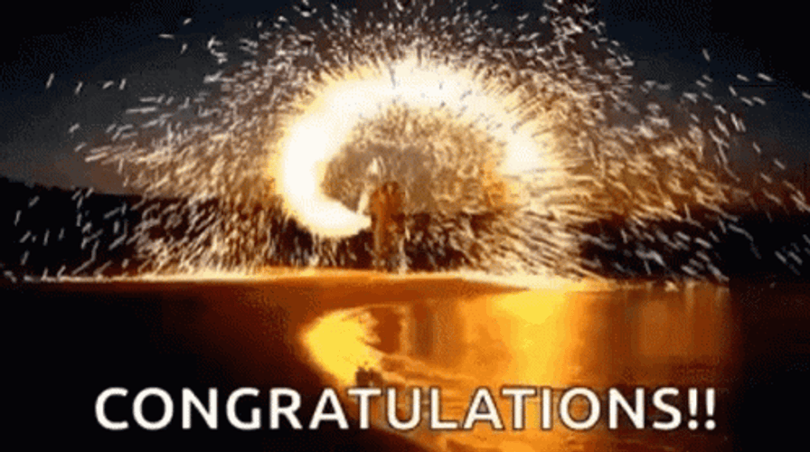 Golden Congratulations Fireworks GIF