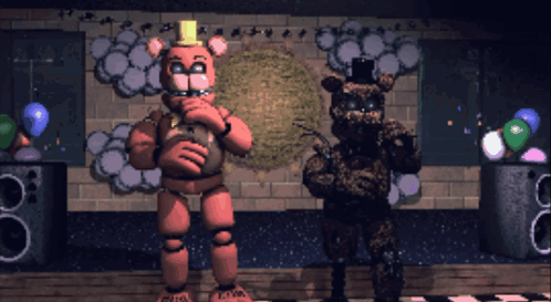 Golden Freddy Dancing With Friend GIF