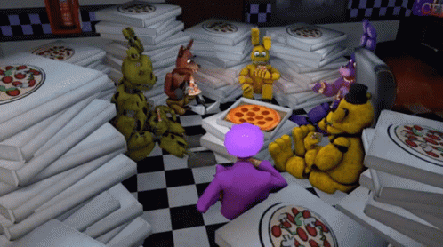 Golden Freddy Eating With Friends GIF