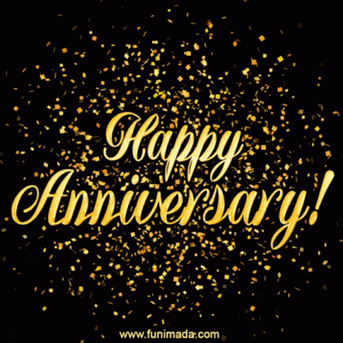 Golden Glitter Happy Anniversary GIF