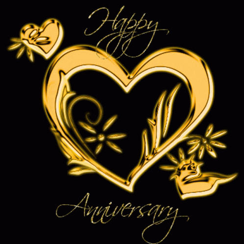 Golden Heart Happy 25th Anniversary GIF