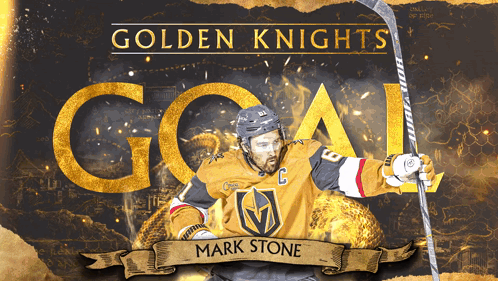 Golden Knights Hockey Player Holding Stick