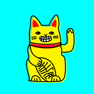 Golden Lucky Cat Waving GIF