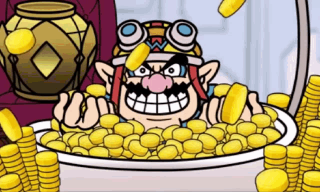Golden Shower Money Rain Coins Wario GIF
