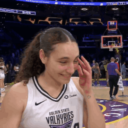 Golden State Valkyries Player Wiping Face