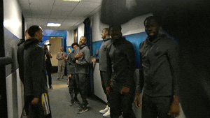 Golden State Warriors Wearing Gray Outfits GIF
